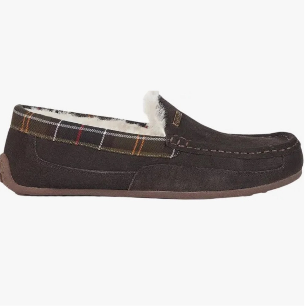 Barbour Dark Brown Plaid Slip-On Loafers